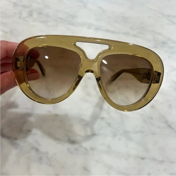Loewe LW40144U sunglasses gold green taupe oversized soldout  display picture 3